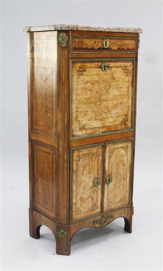 A Louis XVI marquetry inlaid escritoire, W.2ft 1in.